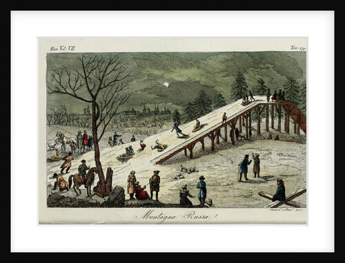 A roller coaster. Illustration from Il costume antico e moderno o storia del governo? by Giulio Ferrario, 1831 by Luigi Giarrè