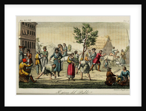 Knucklebones. Illustration from Il costume antico e moderno o storia del governo? by Giulio Ferrario, 1831 by Luigi Giarrè