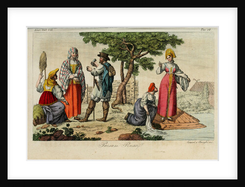Russian Peasants. Illustration from Il costume antico e moderno o storia del governo? by Giulio Ferrario, 1831 by Luigi Giarrè