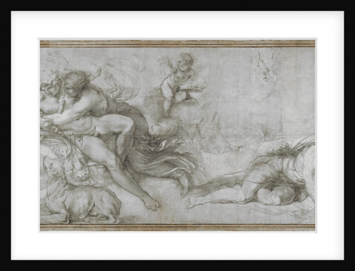 Cephalus carried off by Aurora in her Chariot (Cartoon for a fresco in the Gallery of the Palazzo Farnese, Rome), c. 1599 by Agostino Carracci