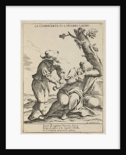 Opportunity makes a thief. (La commodità fa luomo ladro), 1678 by Giuseppe Maria Mitelli