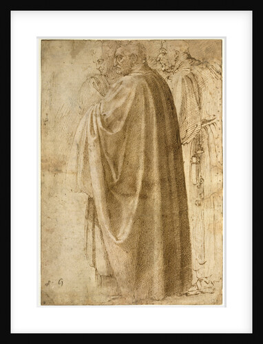 Three Standing Men in Wide Cloaks Turned to the Left, ca 1492-1496 by Michelangelo Buonarroti