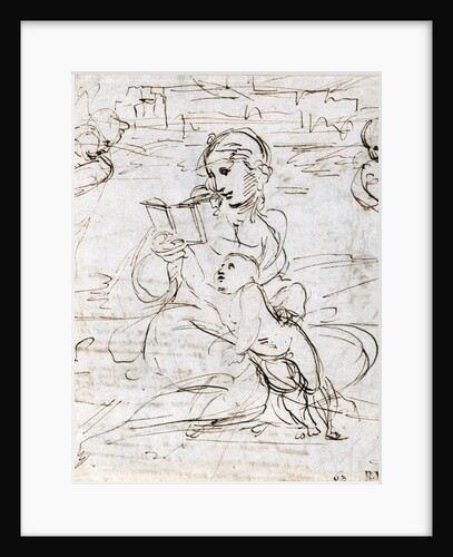Reading Madonna and Child in a Landscape betweem two Cherub Heads by Raphael