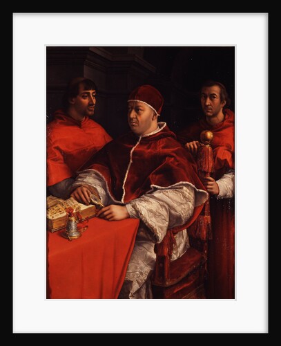 Portrait of Pope Leo X with Cardinals Giulio de Medici and Luigi de Rossi, ca 1518 by Raphael
