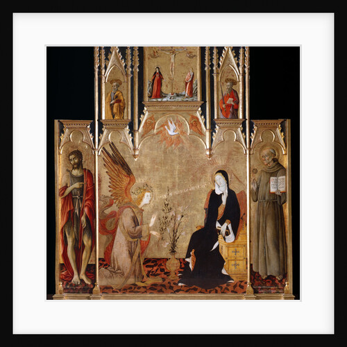 Annunciation with Saints John the Baptist und Bernardino da Siena. The Crucifixion. Saints Peter and Paul, Between 1455 and 1464 by Matteo di Giovanni