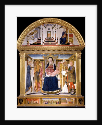 Madonna with Child and Saints Blaise, John the Baptist, Nicholas and Florian. The Annunciation, 1462 by Lorenzo di Pietro