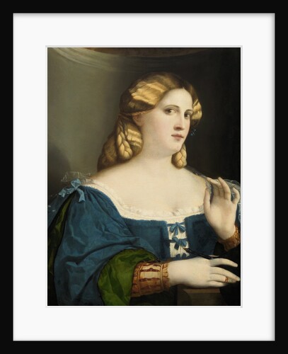 Young Woman in a Blue Dress, with Fan, 1512-1514 by Jacopo Palma il Vecchio the Elder