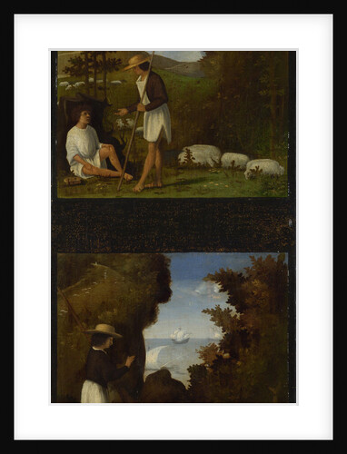 Scenes from Tebaldeos Eclogues. Thyrsis finds the Body of Damon, c. 1510 by Andrea Previtali