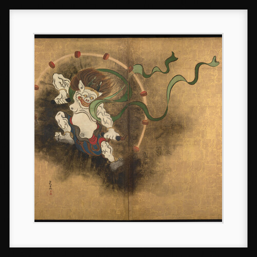 The Thunder God. Left part of two-fold screens Wind God and Thunder God, Early 18th cen by Ogata Korin