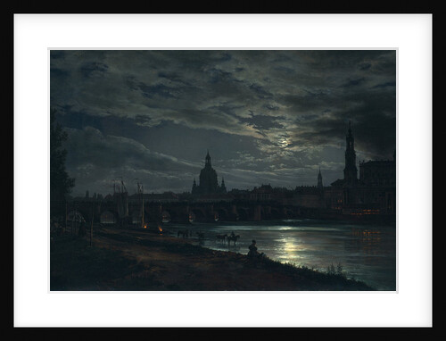 View of Dresden by Moonlight, 1839 by Johan Christian Clausen Dahl