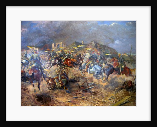 Attack of Polish Uhlans on bolsheviks near Sloutsk 1919, 1920 by Leonard Winterowski