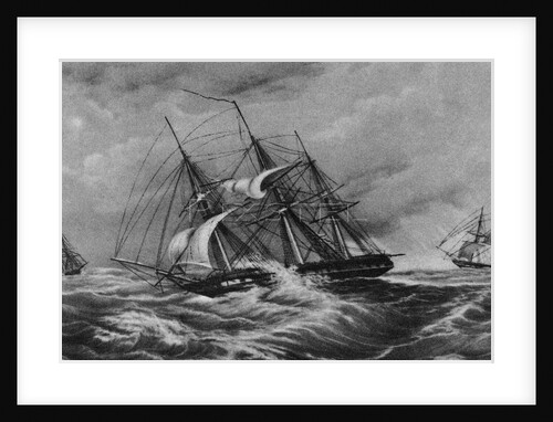 The frigate Kreiser and the sloop Ladoga at the coast of America, 1900s-1910s by Anonymous