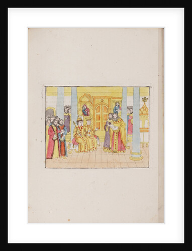 The wedding ceremony of Tsar Mikhail Feodorovich and Yevdokiya Lukyanovna, 1810 by Anonymous master