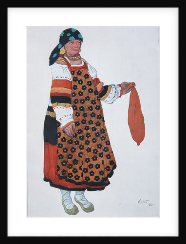 Peasant woman. Costume design for the Vaudeville Old Moscow at the Théâtre Femina in Paris, 1922 by Léon Bakst