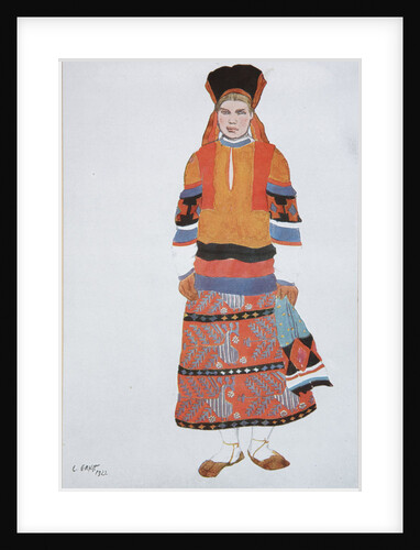 Peasant woman. Costume design for the Vaudeville Old Moscow at the Théâtre Femina in Paris, 1922 by Léon Bakst