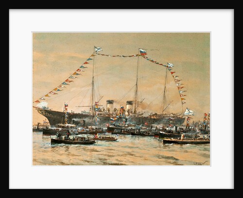 Emperor Nicholas II visiting his Yacht Polestar, 1908 by Alexander Karlovich Beggrov