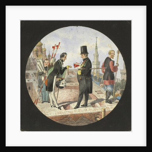 Baron Lev von Bode and Nikolay Chichagov by the Construction of the Grand Kremlin Palace, 1840s by Nikolai Leontyevich Benois