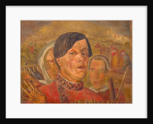 Self-portrait with  the cock and the hen, c. 1924 by Boris Dmitryevich Grigoriev