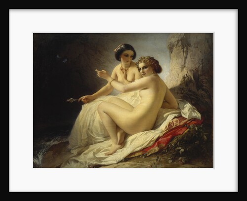 Two girls in a grotto, 1859 by Timofei Andreyevich Neff