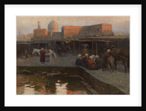 Caravanserai by Gur-e Amir in Samarkand by Franz Roubaud