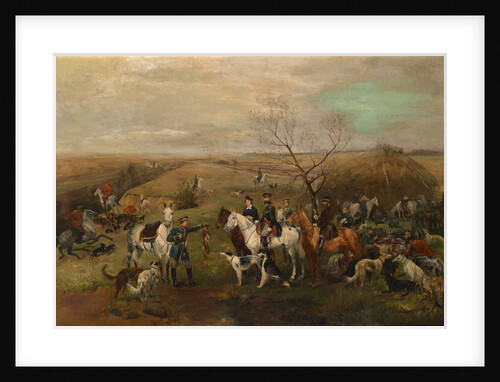 Hunting party with the Emperor Alexander III and Empress Maria Feodorovna, 1880s by Nikolai Semyonovich Samokish
