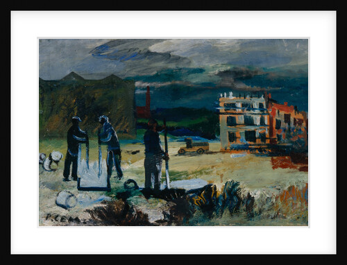 Building new houses, 1933 by Roman Matveevich Semashkevich