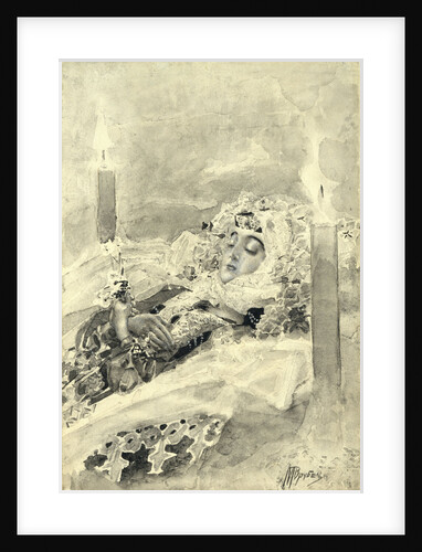 Tamara in the coffin. Illustration to the poem The Demon by Mikhail Lermontov, 1890-1891 by Mikhail Alexandrovich Vrubel