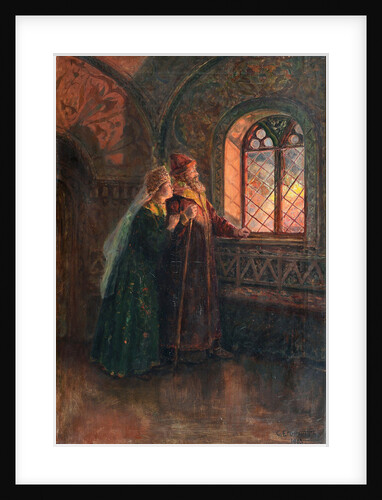 Tsar Alexei Mikhailovich and Maria Miloslavskaya during the Fire of Moscow, 1903 by Sergei Semyonovich Yegornov