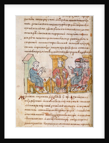 Emperor John I Tzimiskes meeting with Ambassadors of Sviatoslav I of Kiev by Anonymous