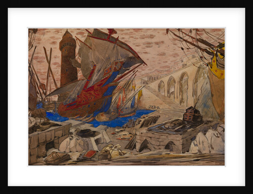 Set Design for La Pisanelle ou la mort parfumée by Gabriele dAnnunzio, 1913 by Léon Bakst