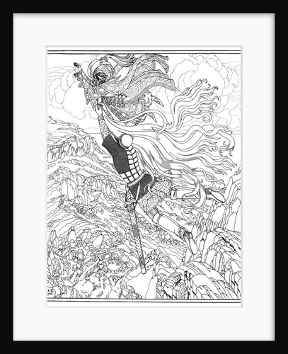 Flight of Chernomor and Ruslan. Illustration to the poem Ruslan and Lyudmila by A. Pushkin, 1918 by Ivan Yakovlevich Bilibin