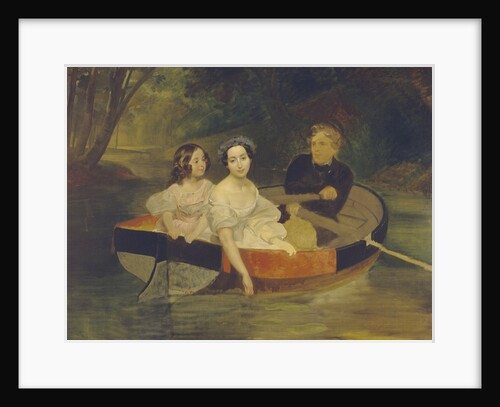 Self-portrait with Baroness Yekaterina Meller-Zakomelskaya and her daughter in a boat, 1833-1835 by Karl Pavlovich Briullov
