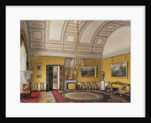 Interiors of the Winter Palace. The First Reserved Apartment. The Yellow Salon of Grand Princess Maria Nikolayevna, 1866 by Eduard Hau