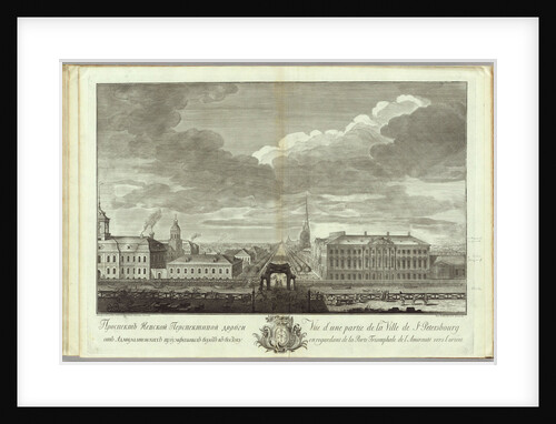 Nevsky Prospekt with the Stroganov Palace (Book to the 50th anniversary of the founding of St. Petersburg), 1753 by Grigory Anikeevich Kachalov