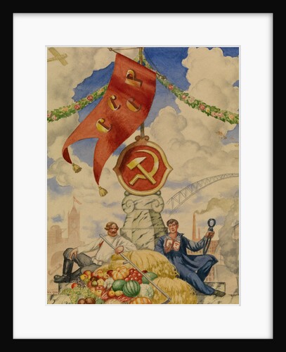 Worker and Farmer, 1923 by Boris Michaylovich Kustodiev