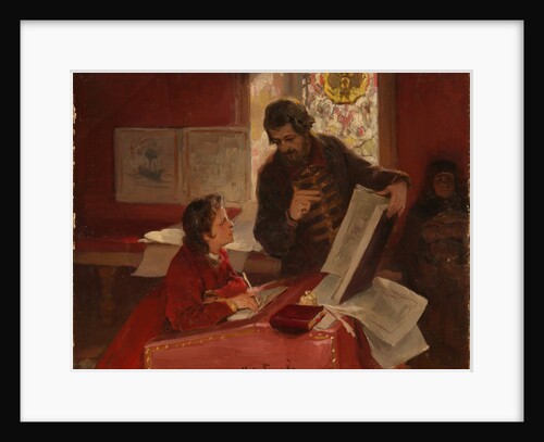 Nikita Zotov teaches young Peter I, 1902 by Klavdi Vasilyevich Lebedev