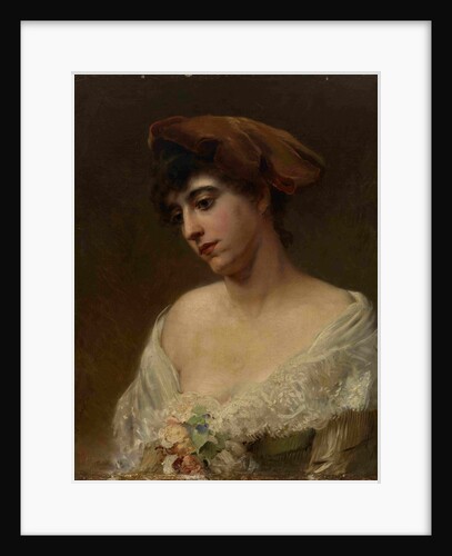 Young Woman in a Red Beret by Konstantin Yegorovich Makovsky