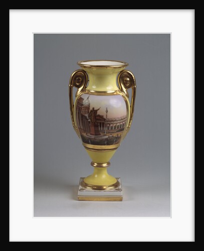 Decorative vase with the view of the M. Kutuzov-monument and the Kazan-Virgin-Cathedral, 1830-1840s by Master of the A. Popov Factory