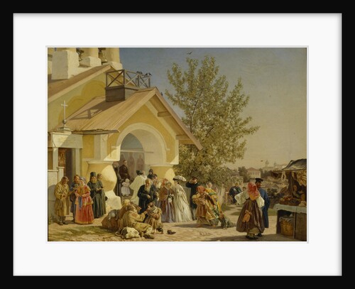 Coming out of a Church in Pskov, 1864 by Alexander Ivanovich Morozov