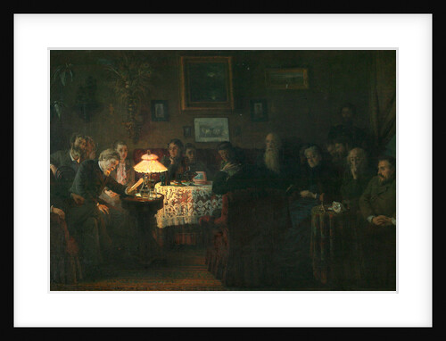 The reading of the novella The Kreutzer Sonata at the Leo Tolstoy House, 1889 by Grigori Grigoryevich Myasoedov