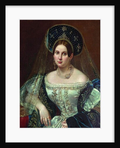 Portrait of a woman in the Russian court dress, ca 1835 by Pimen Nikitich Orlov