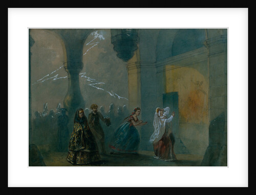 Stage design for the play The Storm by A. Ostrovsky, Mid of the 19th cen by Russian master