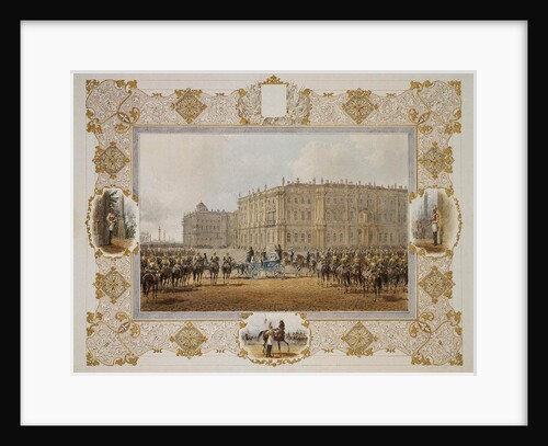 Review of the Horse-Guardsmen Regiment in Front of the Winter Palace, 1850s by Vasily Semyonovich Sadovnikov