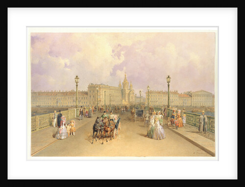 View of the Blagoveshchensky Bridge in Saint Petersburg, 1851 by Vasily Semyonovich Sadovnikov