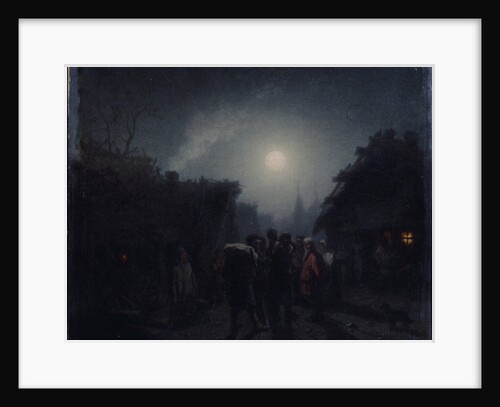 Before a Tavern. Night scene, 1860s-1870s by Leonid Ivanovich Solomatkin