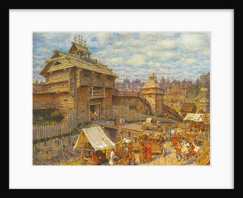 Wooden City of Moscow in the 14th century by Appolinari Mikhaylovich Vasnetsov