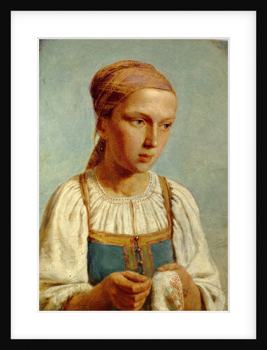 Embroidery Country Girl, 1843 by Alexei Gavrilovich Venetsianov