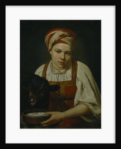 A Peasant Girl with a Calf, End 1820s by Alexei Gavrilovich Venetsianov