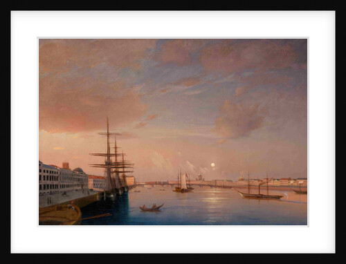 View of the Blagoveshchensky (Annunciation) Bridge and Nikolaevskaya Embankment, ca 1852 by Maxim Nikiphorovich Vorobyev