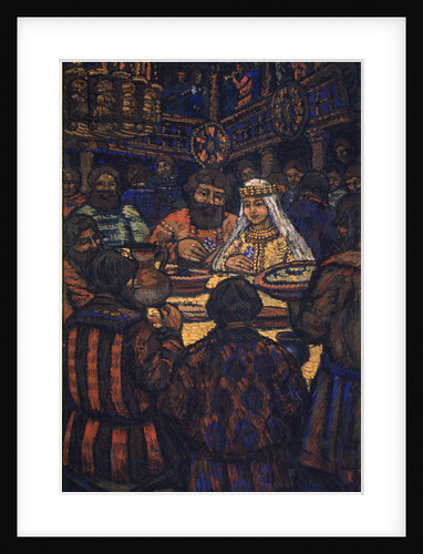 The Wedding of the Grand Duke Vladimir I. Svyatoslavich (Triptych, Central panel), 1920s by Mikhail Nikolayevich Yakovlev
